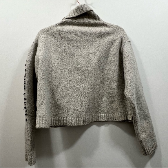 INEXCLSV Grey Striped Wool Blend Turtleneck Sweater - Picture 6 of 8